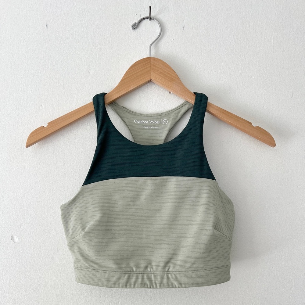 Outdoor Voices XS Move Free Crop Top Eucalyptus Evergreen